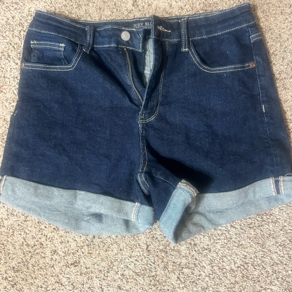 Judy Blue Dark Indigo Roll-Cuff Denim Shorts